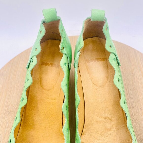 Rovers Shoes Womens 8.5 39 Green Leather Scalloped Pumps - Picture 4 of 11